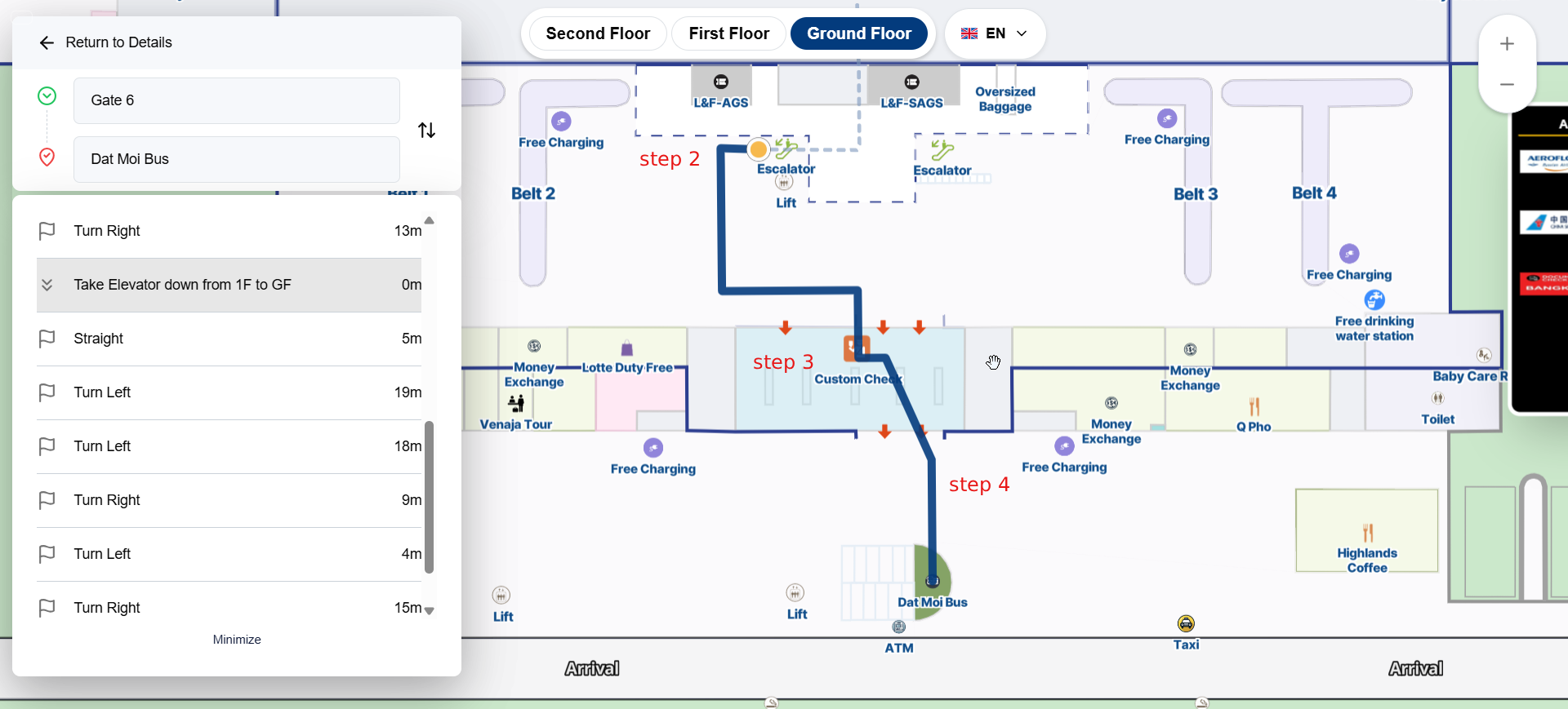 Arrival procedure steps 2-4